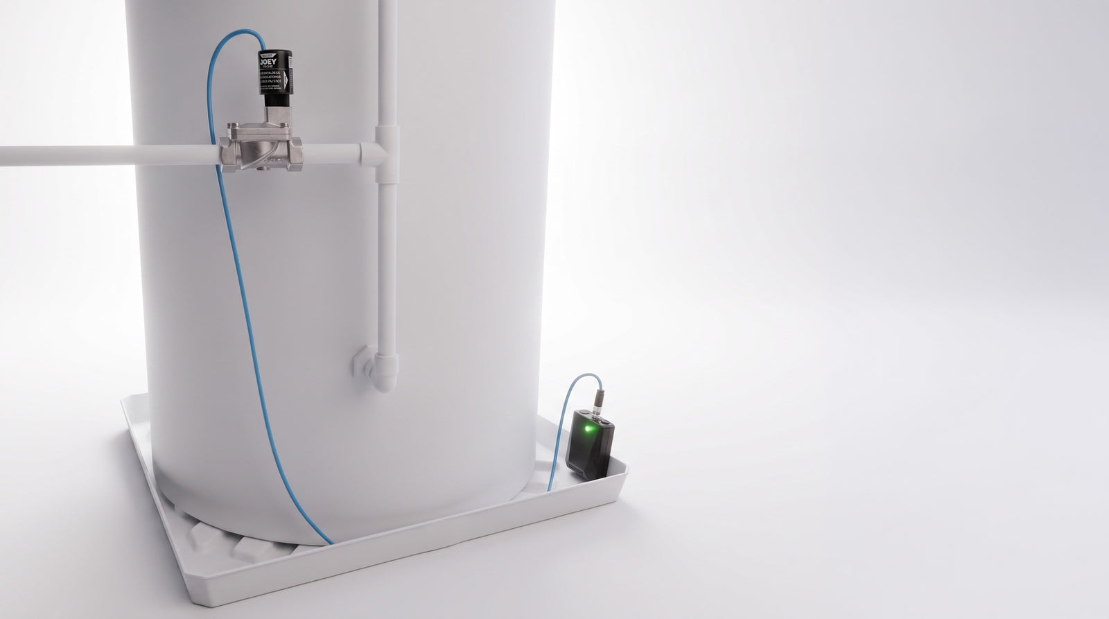 Joey Valve installed with the extended 2m cable, showing the flexible installation this allows